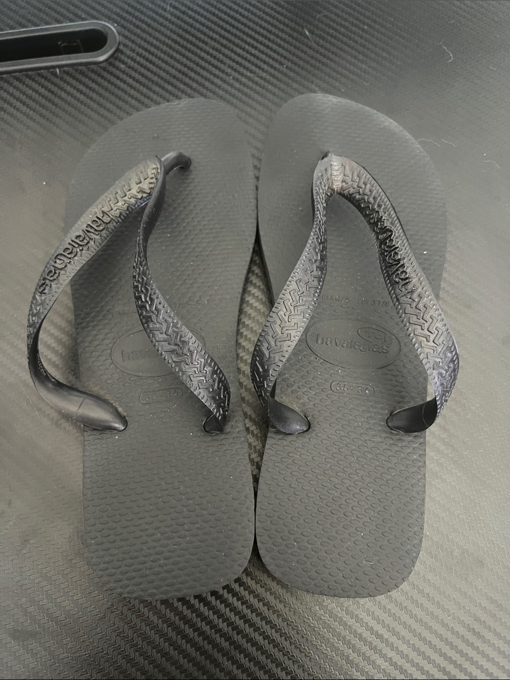 Havaianas Black Textured Strap Flip Flops